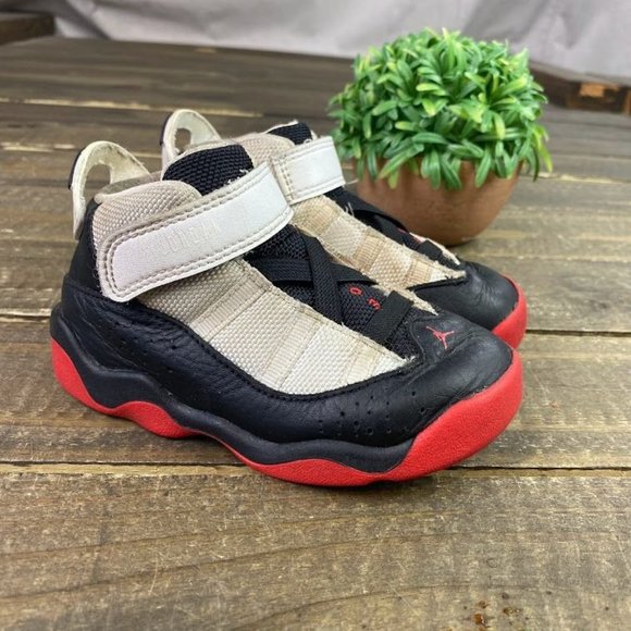 Jordan 6 Rings Toddler 8C Black University Red White Sneakers Shoes 323420-008 - Picture 1 of 8